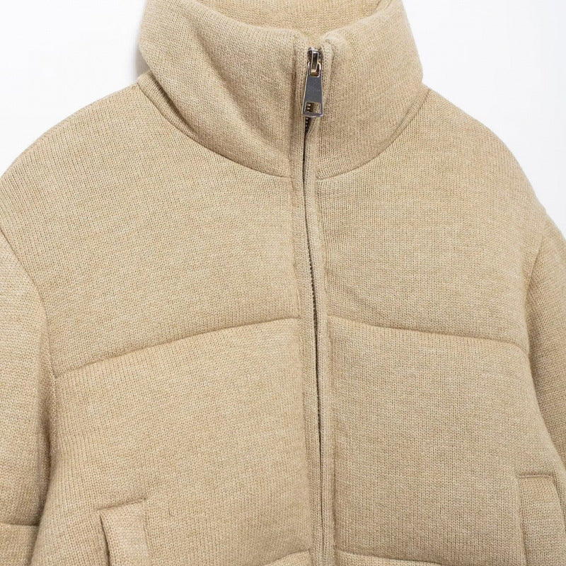 Veste en laine mélangée avec col montant de style européen - manches longues